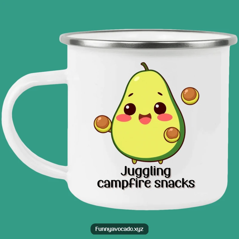 Funny Avocado Camping Mug: Juggling Pits Adventure, The Ultimate Funny Gift