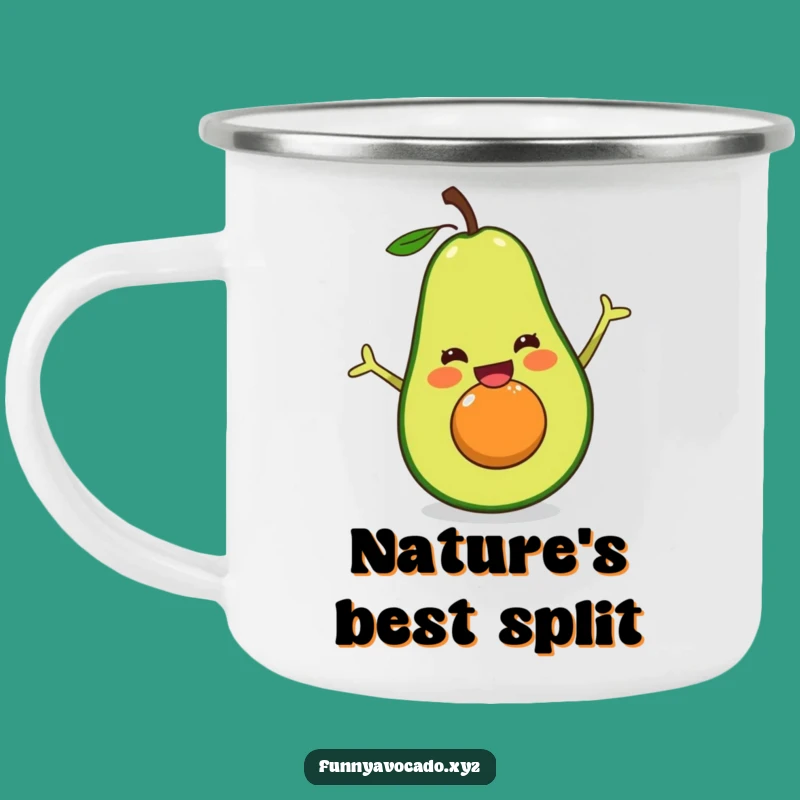 Funny Excited Avocado Camping Mug - Happy Split Adventures!