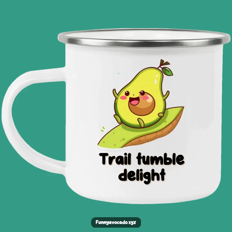 Funny Rolling Avocado Camping Mug: Joyful Journey, Perfect Outdoor Gift
