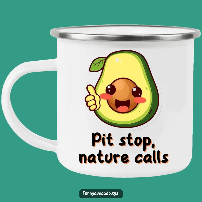 Funny Avocado Pit Thumbs Up Camping Mug: Cute Character Adventure Cup, Great Humorous Gift