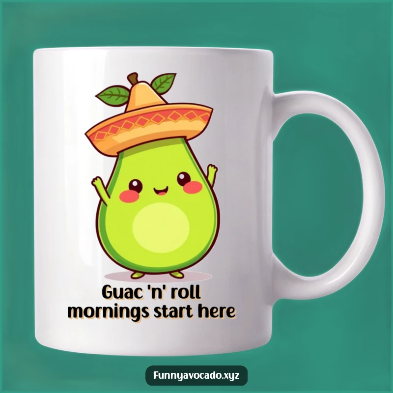Funny Avocado Sombrero Mug: A Whimsical Character Delight, Perfect Humorous Gift