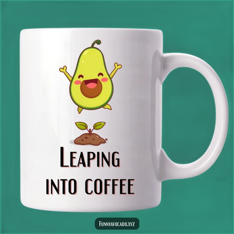 Funny Joyful Avocado Jumping Mug - Leap Over Your Morning Blues!