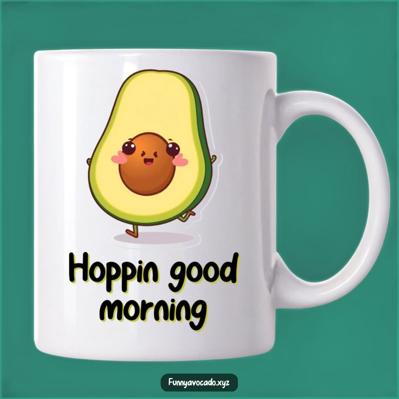Funny Hopping Avocado Slice Mug: Cheerful Jump, Perfect Fun Gift