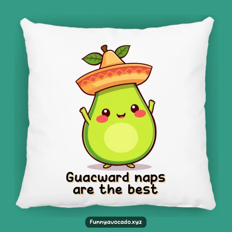 Funny Avocado Sombrero Pillow: Cozy Whimsical Character Accent, Great Humorous Gift