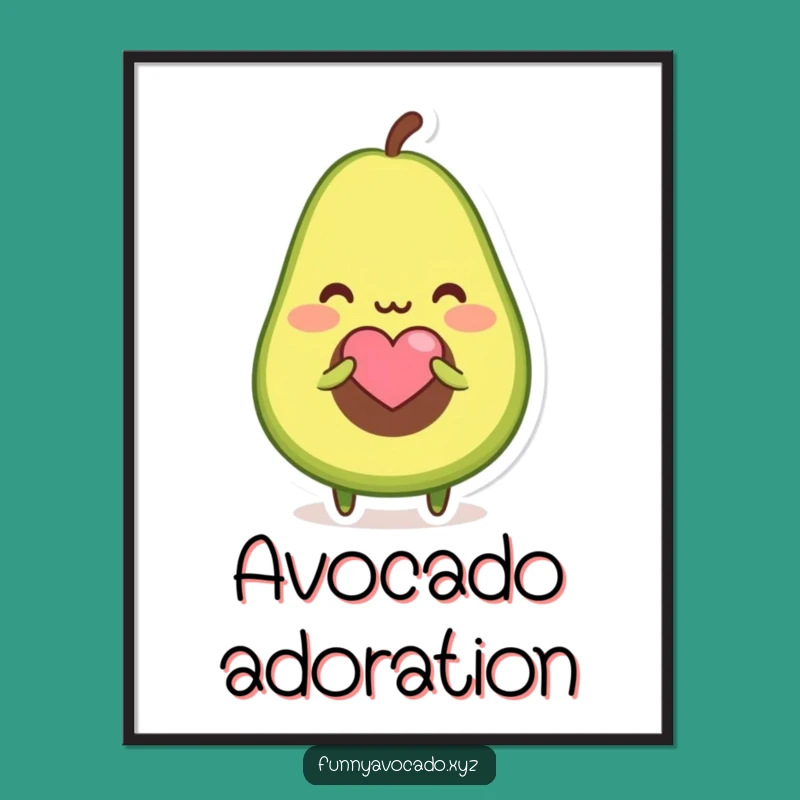 Funny Blushing Avocado Digital Art Print: Sweet Love Symbol for Heartfelt Decor Gift