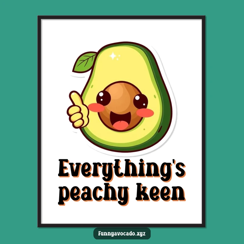 Funny Avocado Pit Thumbs Up Digital Art: Cute Character Decor, Perfect Humorous Gift