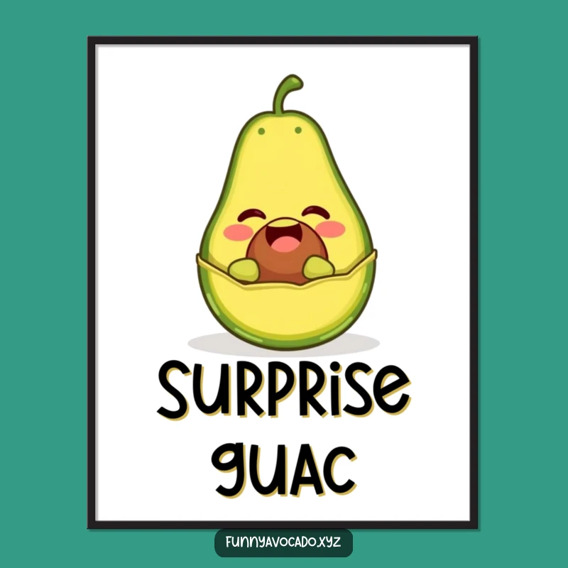 Funny Giggling Avocado Digital Art Print: Surprise Pop Humor for Wall Decor Gift