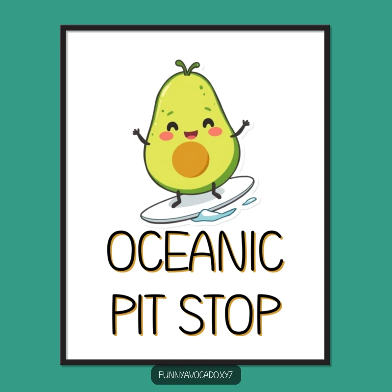 Funny Surfing Avocado Digital Art: Cheerful Tiny Legs, Instant Fun Gift