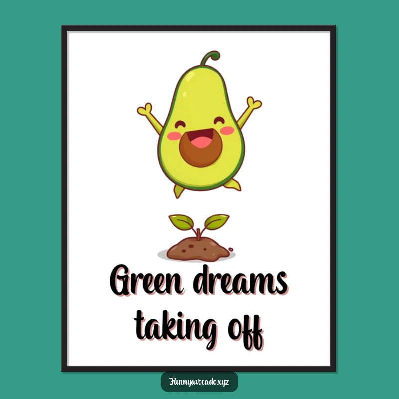 Funny Joyful Avocado Digital Art - Instant Jumping Decor!