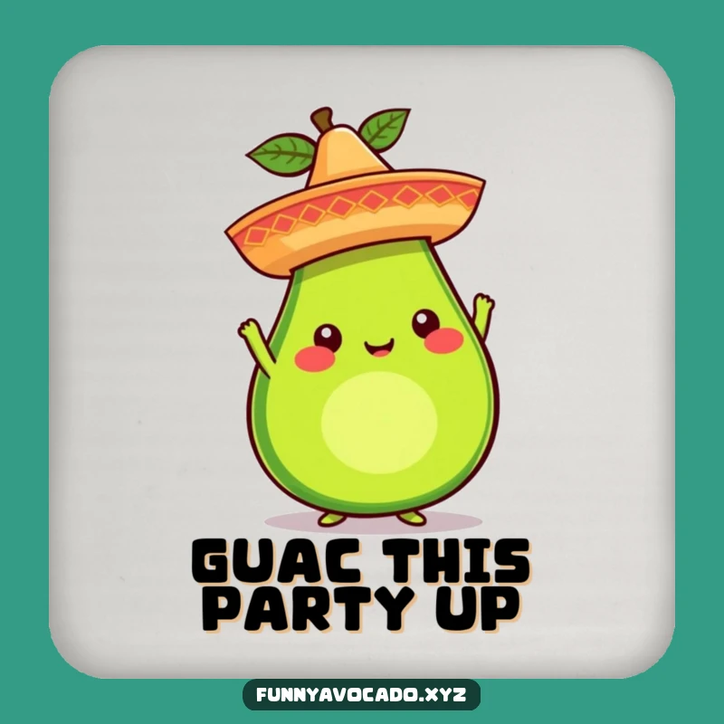 Funny Avocado Sombrero Coaster Set: Whimsical Character Protection, Perfect Humorous Gift