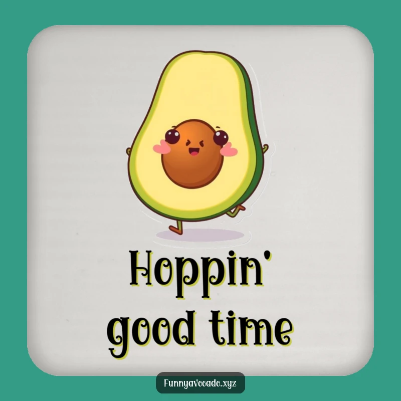 Funny Hopping Avocado Slice Coaster: Cheerful Hop, Protect Surfaces with Fun