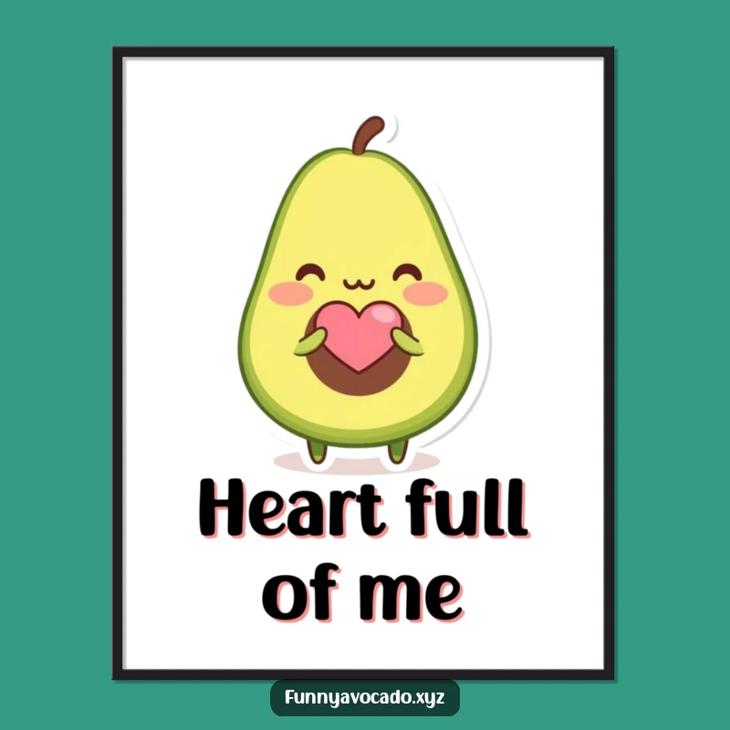 Funny Blushing Avocado Poster: Sweet Love Art for a Heartfelt Room Decor Gift