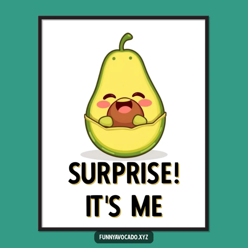 Funny Giggling Avocado Poster: Surprise Pop Art for a Humorous Wall Decor Gift