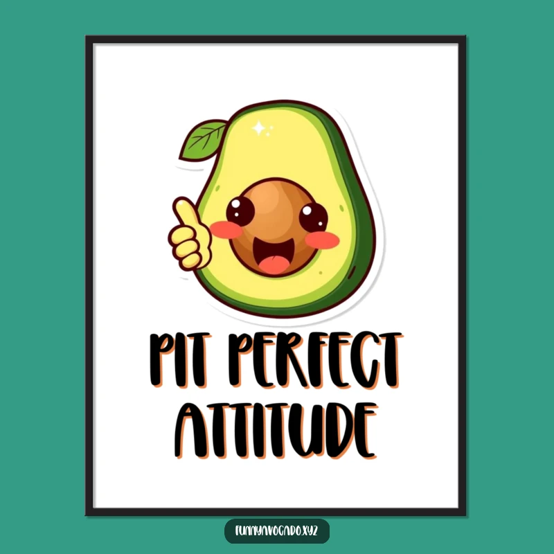 Funny Avocado Pit Thumbs Up Poster: Cute Character Art, Delightful Humorous Gift