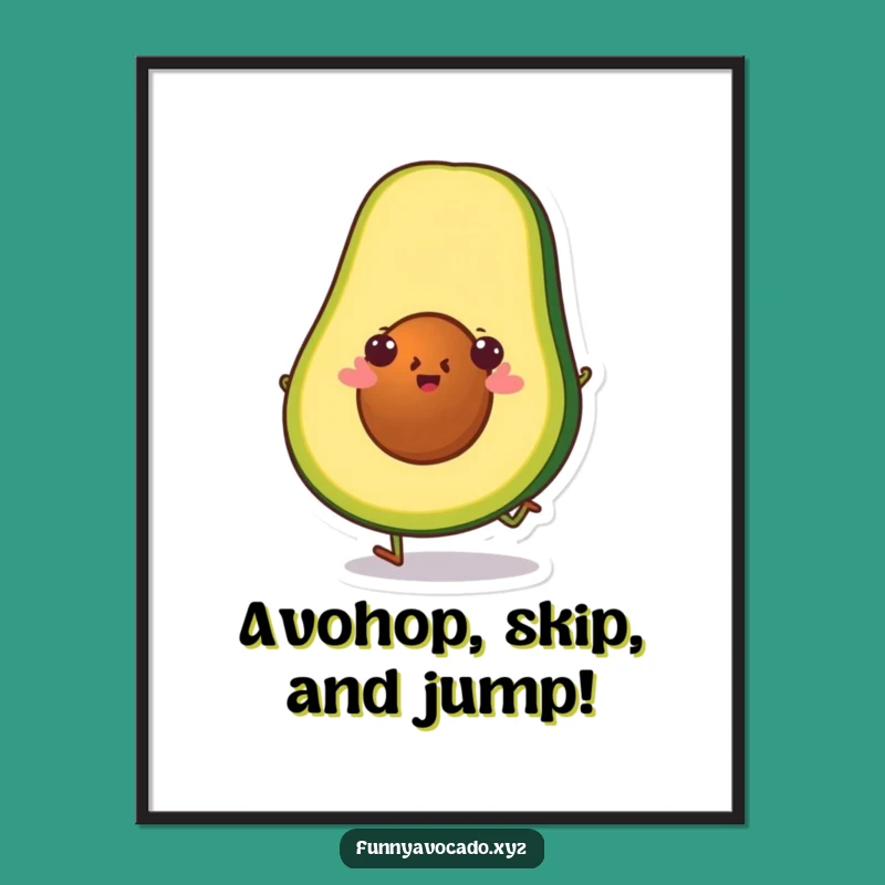 Free Printable Wall Art: Hopping Avocado Slice Hilarious Downloadable Decor