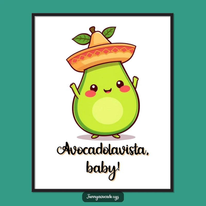 Free Printable Wall Art: Whimsical Avocado Sombrero Fiesta Decor Downloadable Art