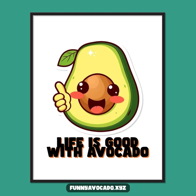 Free Printable Wall Art: Cute Avocado Pit Thumbs Up Decor Downloadable Art