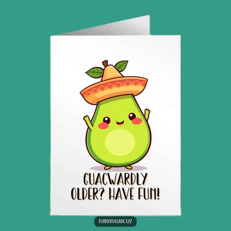 Free Printable Birthday Card: Whimsical Avocado Sombrero Fiesta Fun Downloadable Gift