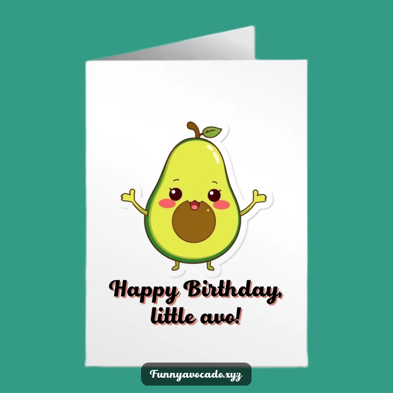 Free Printable Birthday Card: Waving Avocado Tiny Arms Funny Downloadable Gift