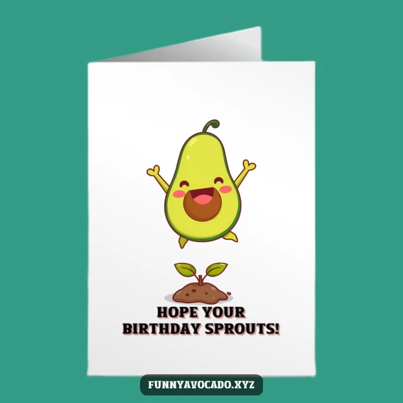 Free Printable Birthday Card: Joyful Avocado Jump - Instant Download & Fun Gift!