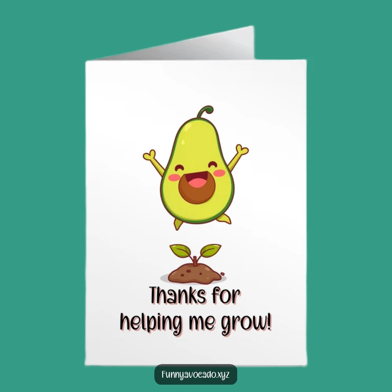 Free Printable Thank You Card: Groovy Avocado Leap - Quick Download & Print!