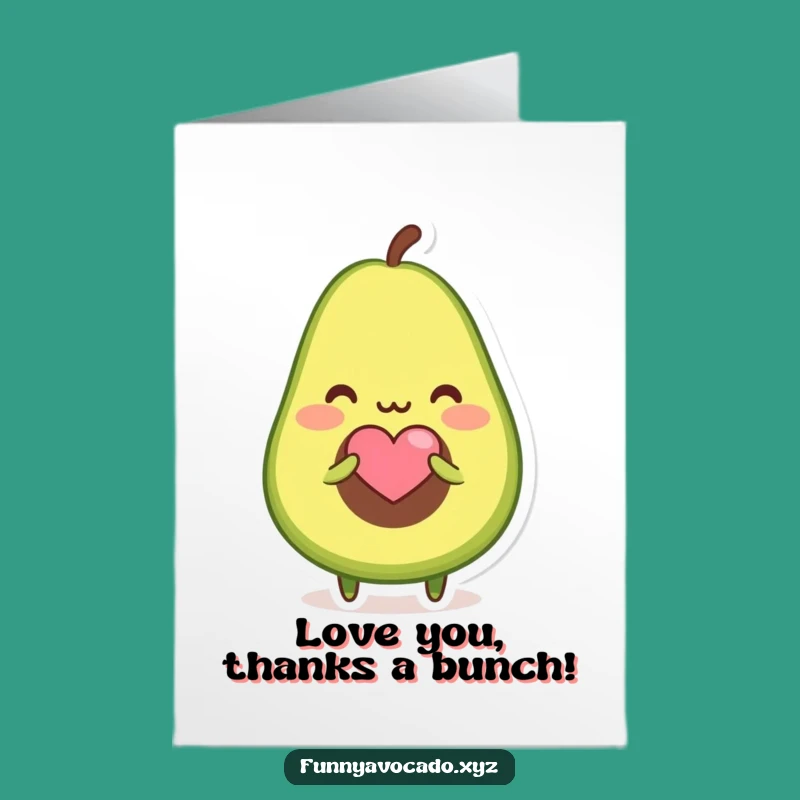 Free Printable Blushing Avocado Thank You Card, Loving Downloadable Gift for Gratitude