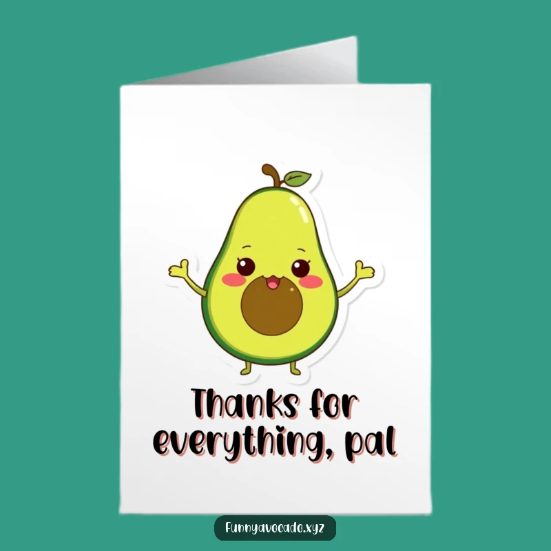 Free Printable Thank You Card: Waving Avocado Tiny Arms Funny Downloadable Gift