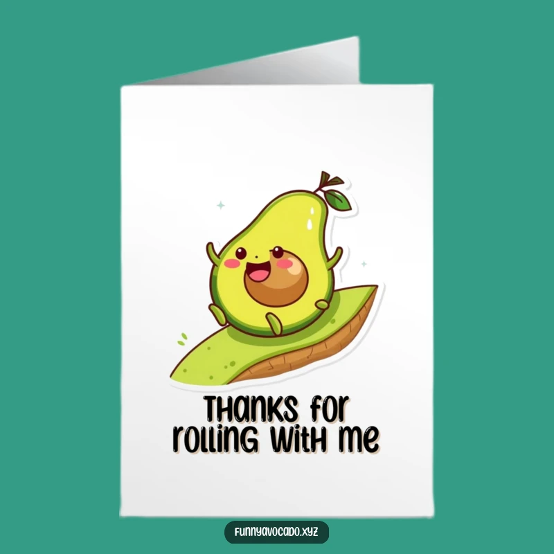 Free Printable Thank You Card: Rolling Avocado Hilltop Gratitude Funny Downloadable Gift