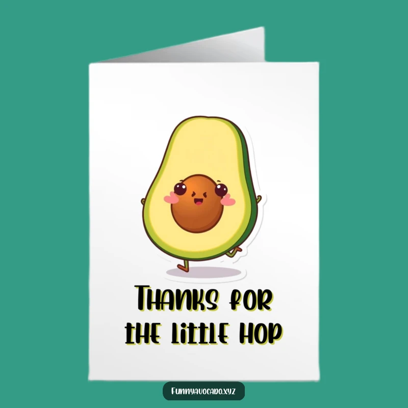 Free Printable Thank You Card: Hopping Avocado Slice Funny Downloadable Gift