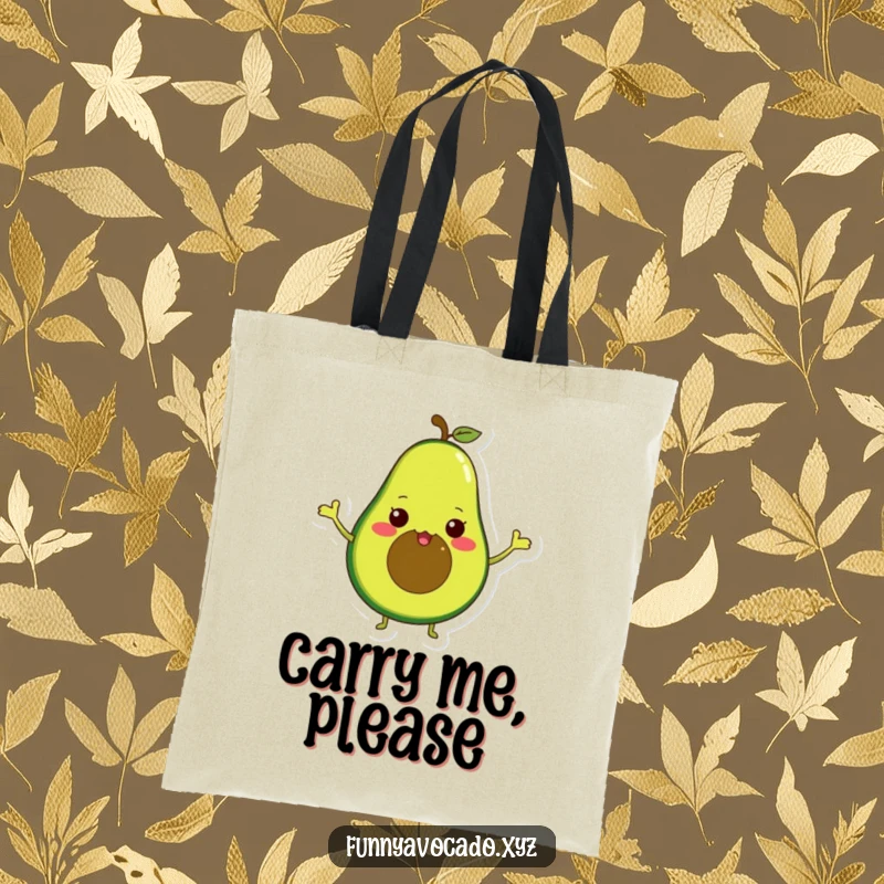 Funny avocado with tiny arms waving excitedly, a practical and humorous tote bag for everyday use.