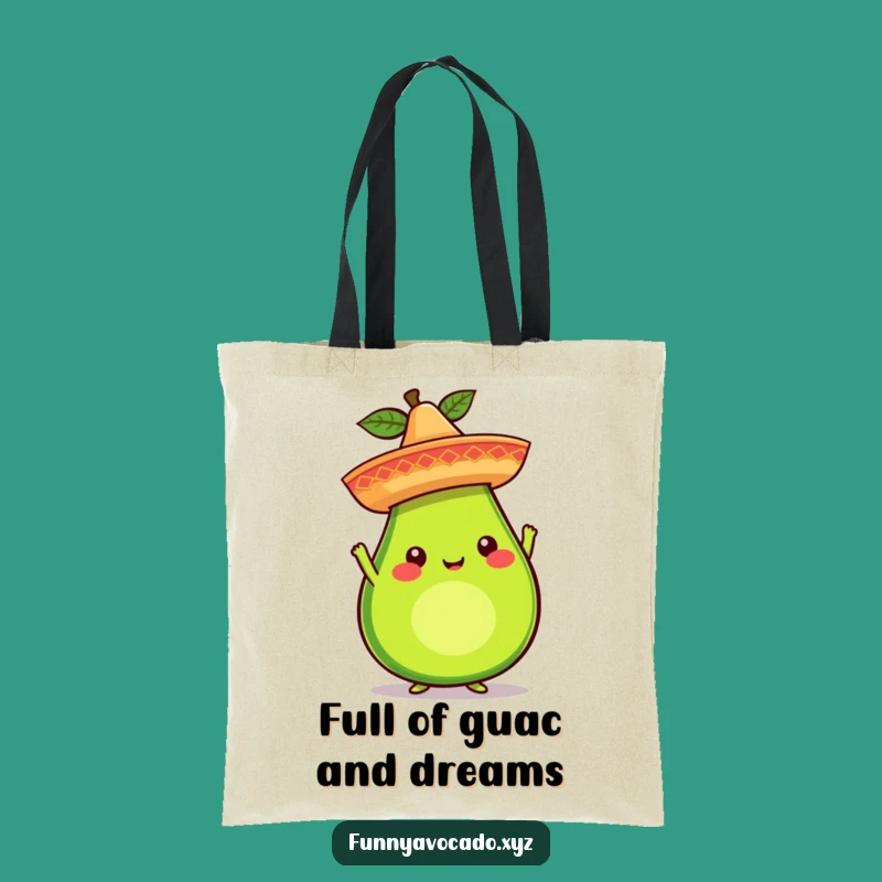 Funny Avocado Sombrero Tote Bag: Whimsical Character Carry-all, Perfect Humorous Gift