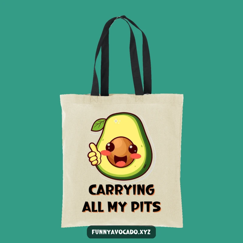 Funny Avocado Pit Thumbs Up Tote Bag: Cute Character Carry-all, Perfect Humorous Gift